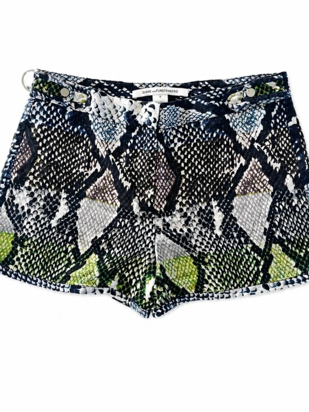 Diane von Furstenberg DVF 100% Silk Python Print Tailored Shorts | Size 0